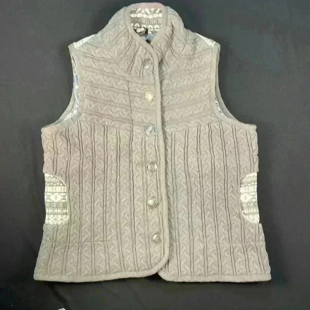 Bob Timley aka women’s sweater vest zipper and button closure pockets size XL